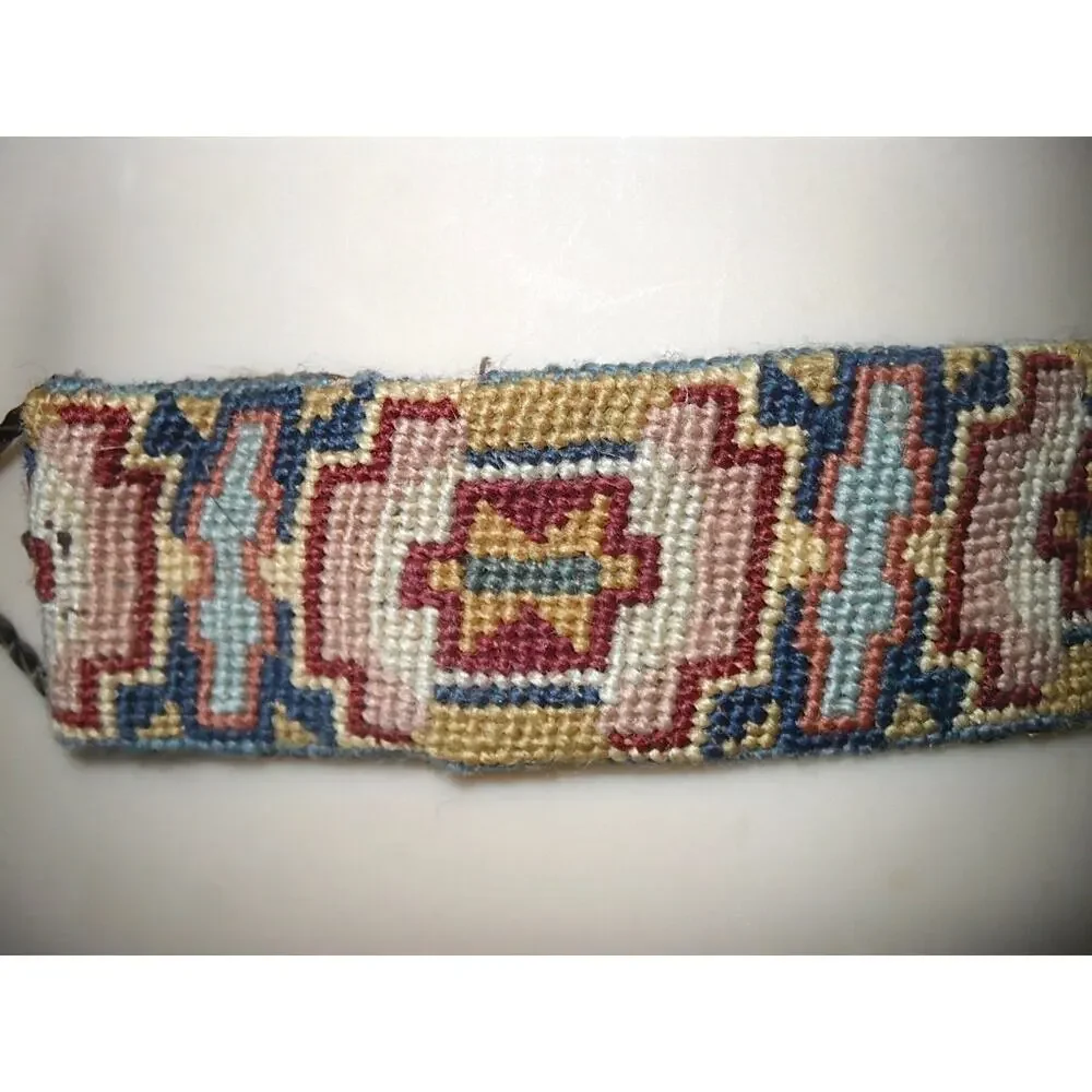 VINTAGE 20'S-40'S NEEDLEPOINT PETITPOINT BELT W/BRASS CLASP GREAT COLORS! 30